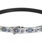 Dolce & Gabbana White Blue Silk Bowtie Leather Belt Gift Box Set