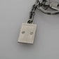 Dolce & Gabbana Silver Leather Dominico Stefano #DGFAMILY Logo Badge Keychain