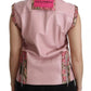 Dolce & Gabbana Pink Leather Sleeveless Vest Jacket Blouse