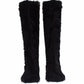 Dolce & Gabbana Elegant Black Fur Leather Flat Sneaker Boots