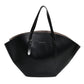 Brunello Cucinelli Black Leather Logo Shoulder Strap Shopping Tote Bag