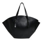 Brunello Cucinelli Black Leather Logo Shoulder Strap Shopping Tote Bag