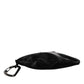 Dolce & Gabbana Black Nylon Logo Plaque Keyring Pouch Clutch Bag
