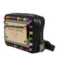 Dolce & Gabbana Black Leather LED Logo Wrist Strap Clutch Bag