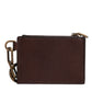 Dolce & Gabbana Brown Leather Zip Logo Keyring Coin Purse Keyring Wallet