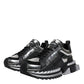 Dolce & Gabbana Black Silver SUPER KING Leather Sneaker Shoes
