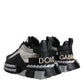 Dolce & Gabbana Black Silver SUPER KING Leather Sneaker Shoes