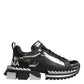 Dolce & Gabbana Black Silver SUPER KING Leather Sneaker Shoes