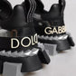 Dolce & Gabbana Black Silver SUPER KING Leather Sneaker Shoes