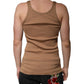 Dolce & Gabbana Brown Cotton Sleeveless Round Neck Tank T-shirt