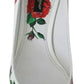 Dolce & Gabbana White Leather Roses Crystal Pumps Shoes