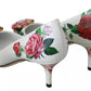 Dolce & Gabbana White Leather Roses Crystal Pumps Shoes
