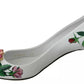 Dolce & Gabbana White Leather Roses Crystal Pumps Shoes
