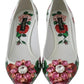 Dolce & Gabbana White Leather Roses Crystal Pumps Shoes