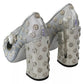 Dolce & Gabbana Silver Crystal Studs Heels Mary Janes Pumps Shoes