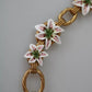 Dolce & Gabbana Gold Brass Oversize Chain LILY Flowers Necklace