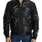 Dolce & Gabbana Black Logo Patch Brocade Bomber Full Zip Jacket