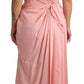 Dolce & Gabbana Pink Silk Stretch Strapless Sheath Midi Dress