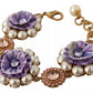 Dolce & Gabbana FIORI BLOOMING Floral Baroque Crystals Brass Bracelet