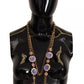 Dolce & Gabbana Gold Tone Floral Crystals Purple Embellished Necklace