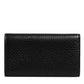 Dolce & Gabbana Black Leather Gold Metal Logo Plaque Trifold Keyring