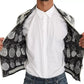 Dolce & Gabbana White Black Pineapple Bomber Coat Jacket