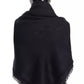 Dolce & Gabbana Black Solid Silk Wool Fringe Wrap Scarf