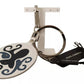Dolce & Gabbana White Leather Printed Metal Silver Tone Keyring Keychain