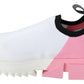 Dolce & Gabbana Pink White Logo Sorrento Sneakers Shoes