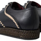 Dolce & Gabbana Black Leather Beige Derby Dress Shoes