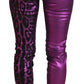 Dolce & Gabbana Purple Leopard Cotton Slim Fit Denim Jeans