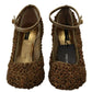 Dolce & Gabbana Gold Roses Embellished Heels Pumps Shoes