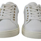 Dolce & Gabbana White Leather Gold Red Heart Sneakers Shoes