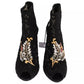 Dolce & Gabbana Black Crystal Lace Booties Stilettos Shoes