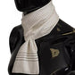 Dolce & Gabbana White Polka Dots Pattern Silk Fringes Wrap Scarf