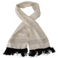 Dolce & Gabbana White Polka Dots Pattern Silk Fringes Wrap Scarf
