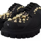 Dolce & Gabbana Black Leather Trekking Derby Embellished Shoes