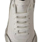 Dolce & Gabbana White Silver Leather Daymaster Sneakers Shoes