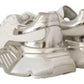 Dolce & Gabbana White Silver Leather Daymaster Sneakers Shoes