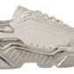 Dolce & Gabbana White Silver Leather Daymaster Sneakers Shoes