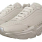 Dolce & Gabbana White Silver Leather Daymaster Sneakers Shoes