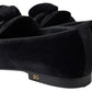 Dolce & Gabbana Black Velvet Flats Bow Young Queen Shoes