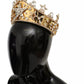 Dolce & Gabbana Gold Crystal Star STRASS Crown Logo Tiara Diadem