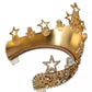 Dolce & Gabbana Gold Crystal Star STRASS Crown Logo Tiara Diadem