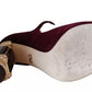 Dolce & Gabbana Red Velvet Gold Crystals Heels Mary Janes Shoes