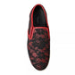 Dolce & Gabbana Black Red Lace Slip On Low Top Sneakers Shoes