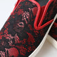 Dolce & Gabbana Black Red Lace Slip On Low Top Sneakers Shoes