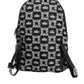 Dolce & Gabbana Black White Crown Printed Nylon School Backpack Bag