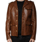 Dolce & Gabbana Brown Calfskin Leather Button Down Jacket