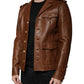Dolce & Gabbana Brown Calfskin Leather Button Down Jacket